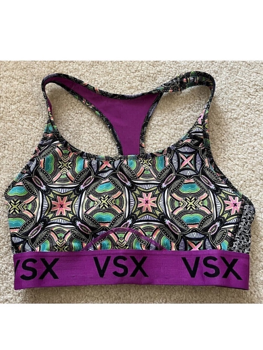 Victoria’s Secret VSX Sport Magenta Sports Bra Sz M Lightly Lined Racerback